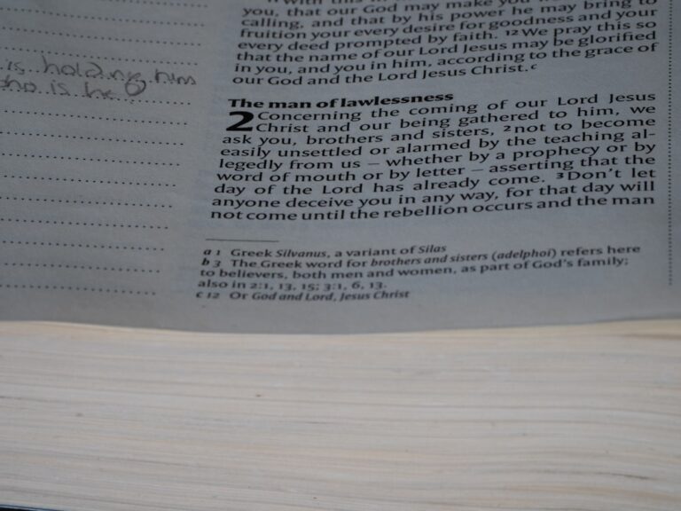 Bible passage discussing the man of lawlessness.